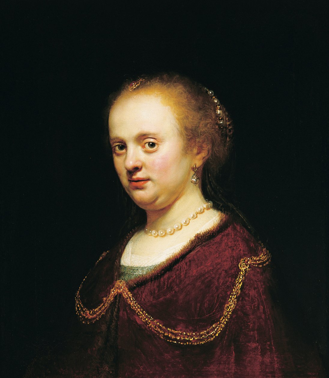 一个年轻女人的画像，1634年。 作者 伦勃朗·范·赖恩