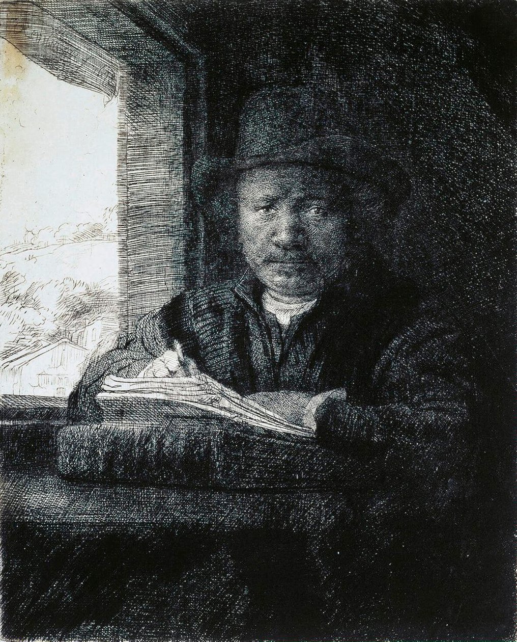 窗前的自画像，1648年。 作者 伦勃朗·范·赖恩