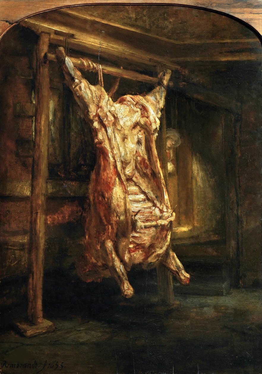 屠牛，1655。 作者 伦勃朗·范·赖恩