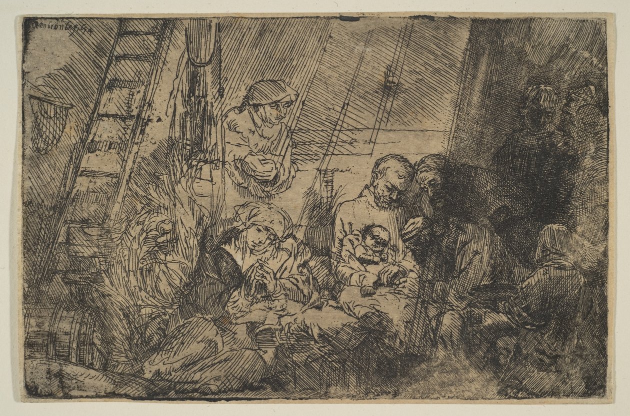 马厩里的割礼》，1654年。 作者 伦勃朗·范·赖恩