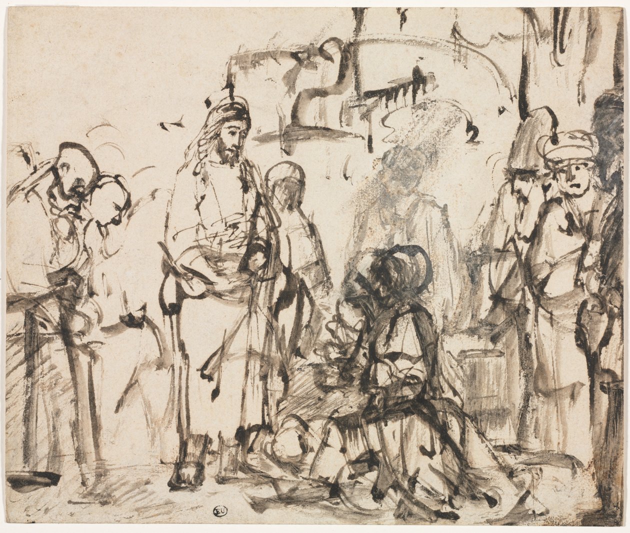 拉撒路死后基督与玛莎和玛利亚的聚会c。 1662-65。 作者 伦勃朗·范·赖恩