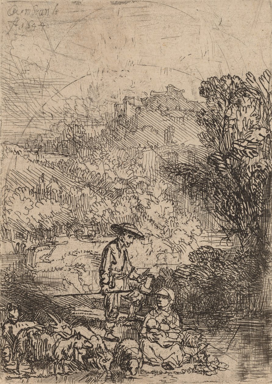 牧羊人和他的家人》，1644年。 作者 伦勃朗·范·赖恩