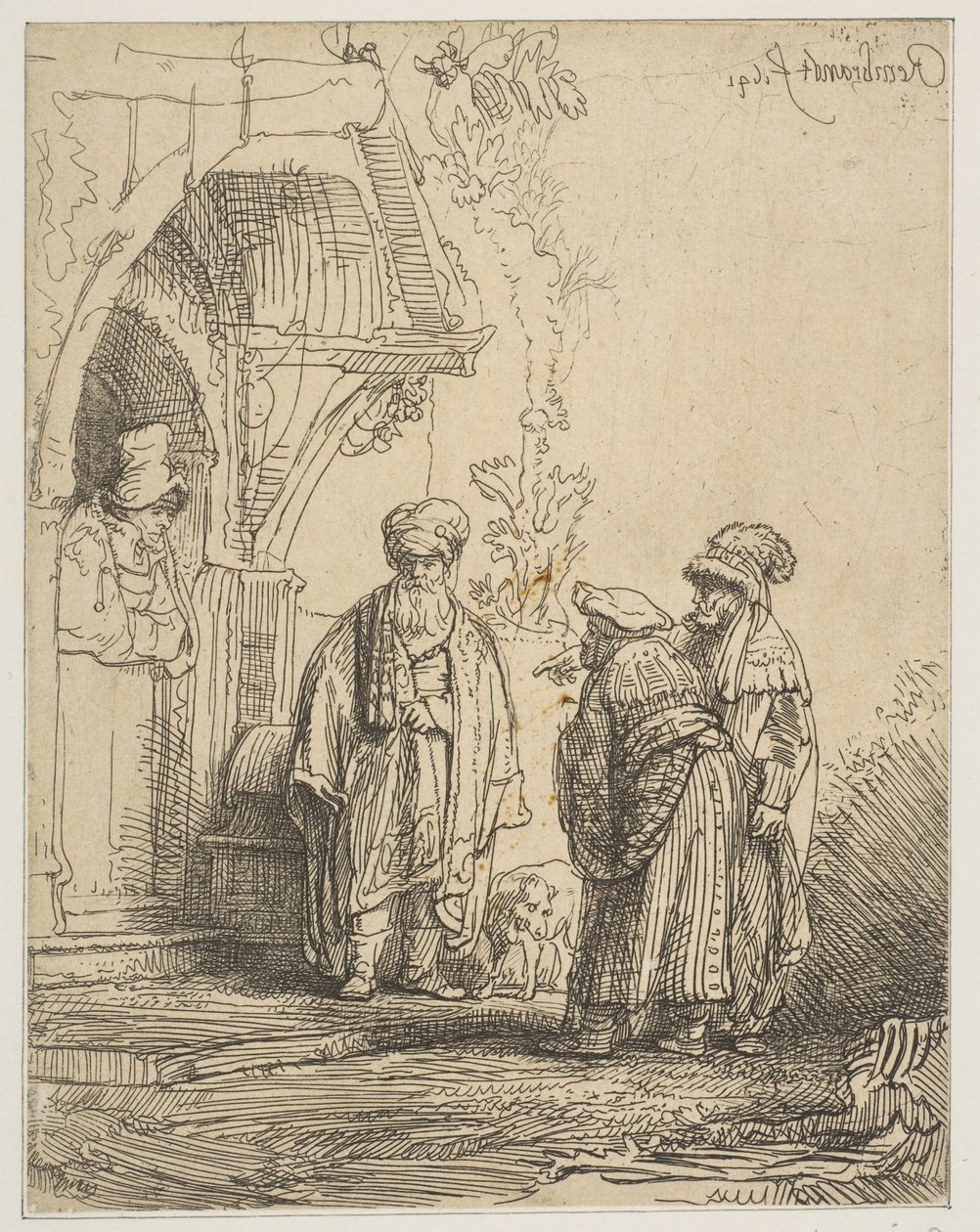 三位东方人物Jacob和Laban，1641年。 作者 伦勃朗·范·赖恩