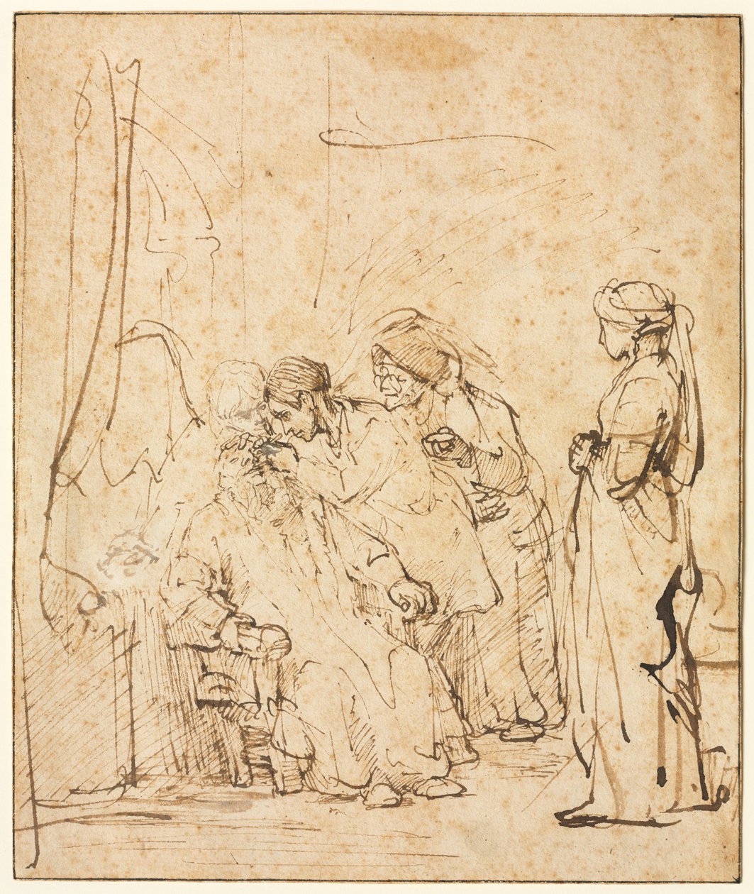 托比亚斯治愈他父亲的失明，c。 1640-45。 作者 伦勃朗·范·赖恩