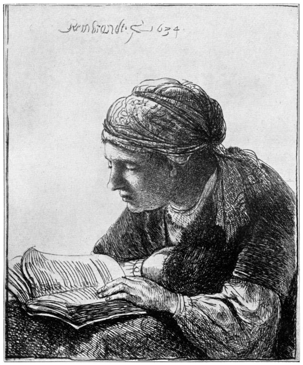 《女人读》，1634年，1912年。 作者 伦勃朗·范·赖恩