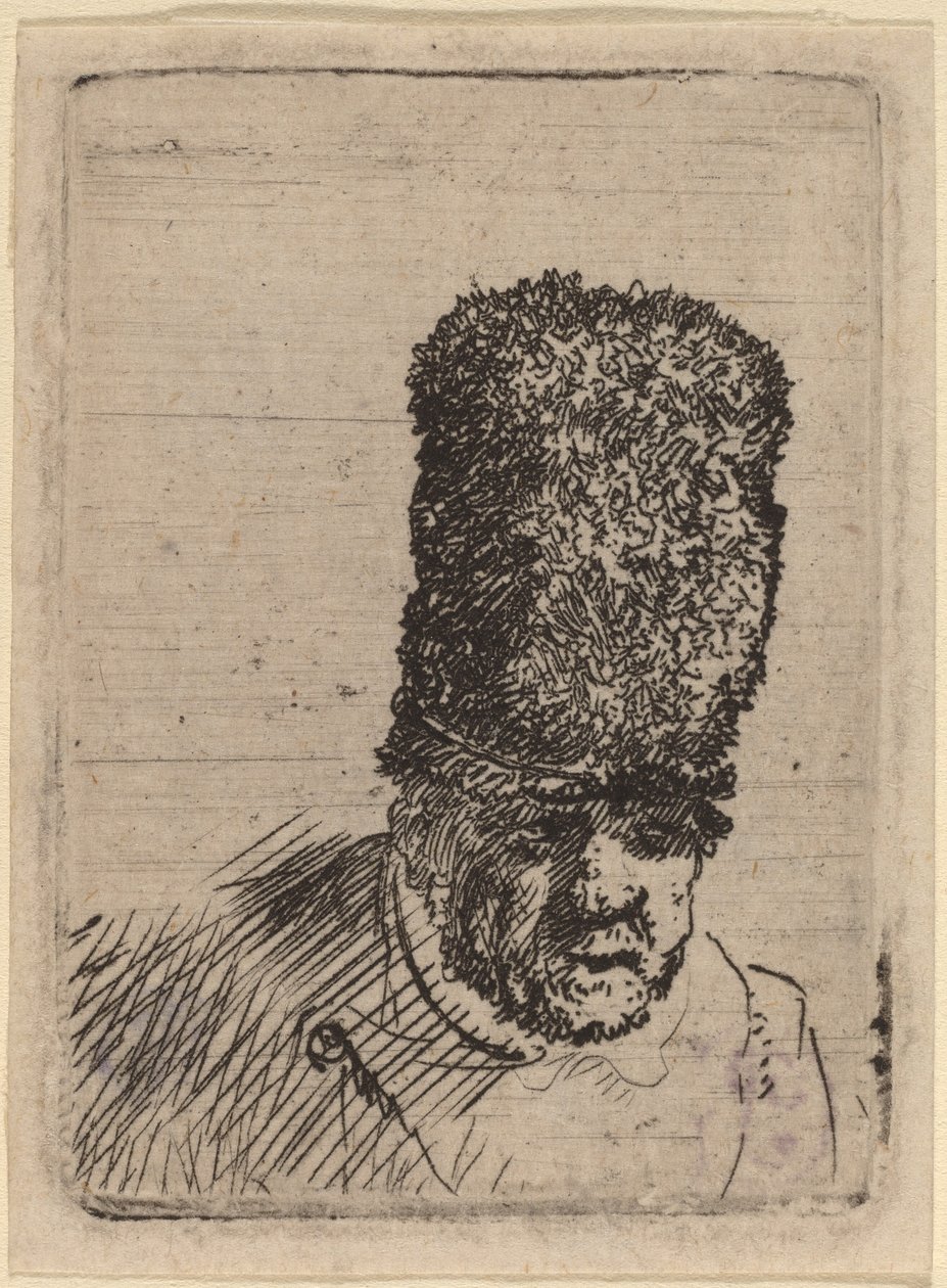头戴高毛皮帽的老人 作者 Rembrandt van Rijn 和伦勃朗工作室