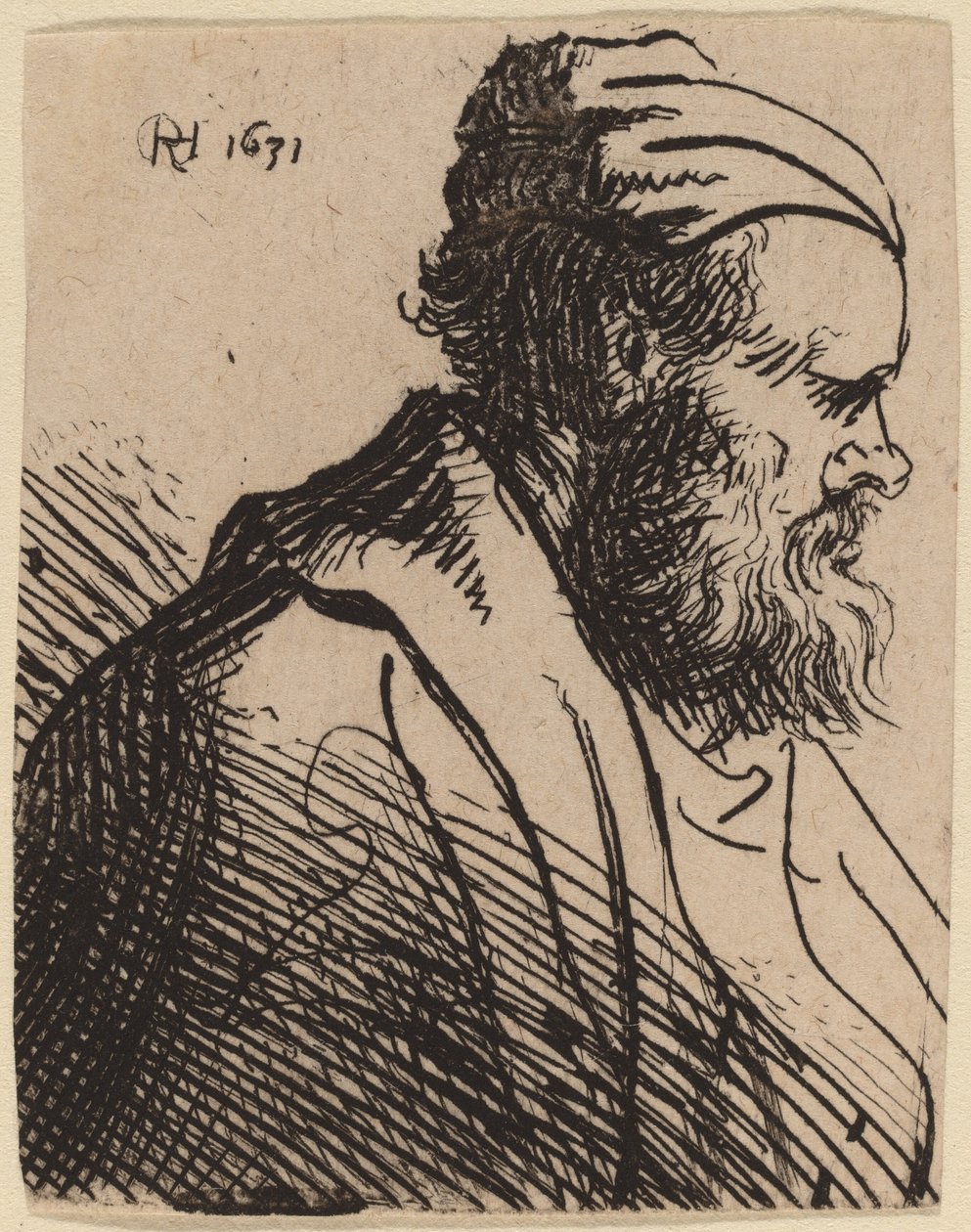 戴帽子的假鼻子男人 作者 Rembrandt van Rijn 和伦勃朗工作室