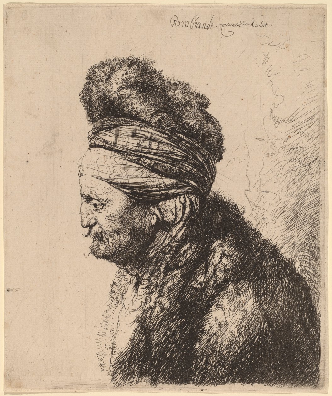 第二个东方头像 作者 Rembrandt van Rijn 和伦勃朗工作室