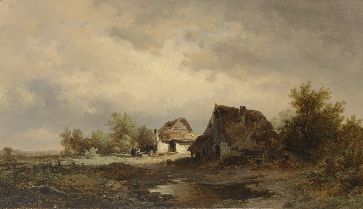 景观与石南花上的小屋 作者 雷米纽斯·阿德里安·哈南（Remigius Adrianus Haanen）