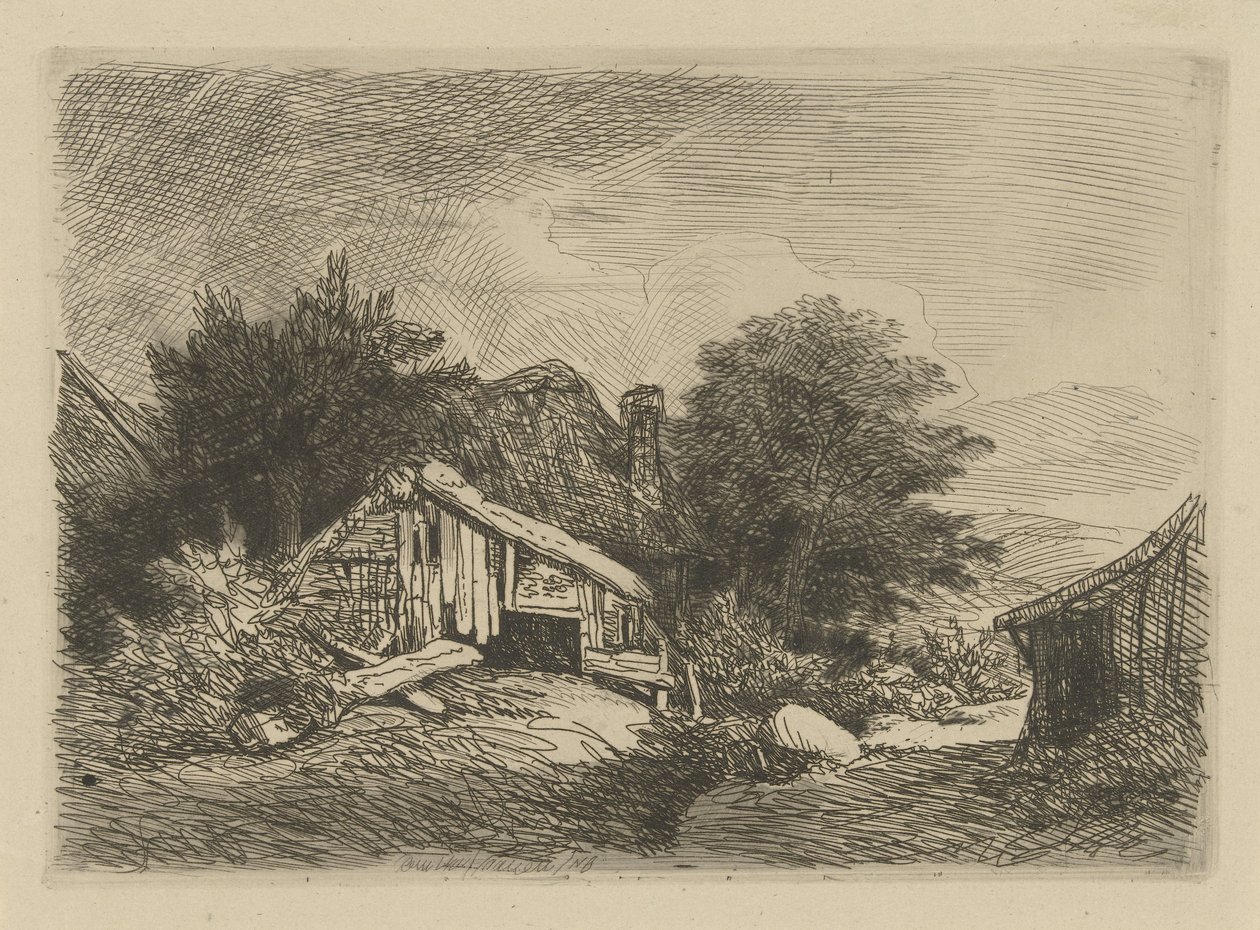 有破旧小屋的风景 作者 雷米纽斯·阿德里安·哈南（Remigius Adrianus Haanen）