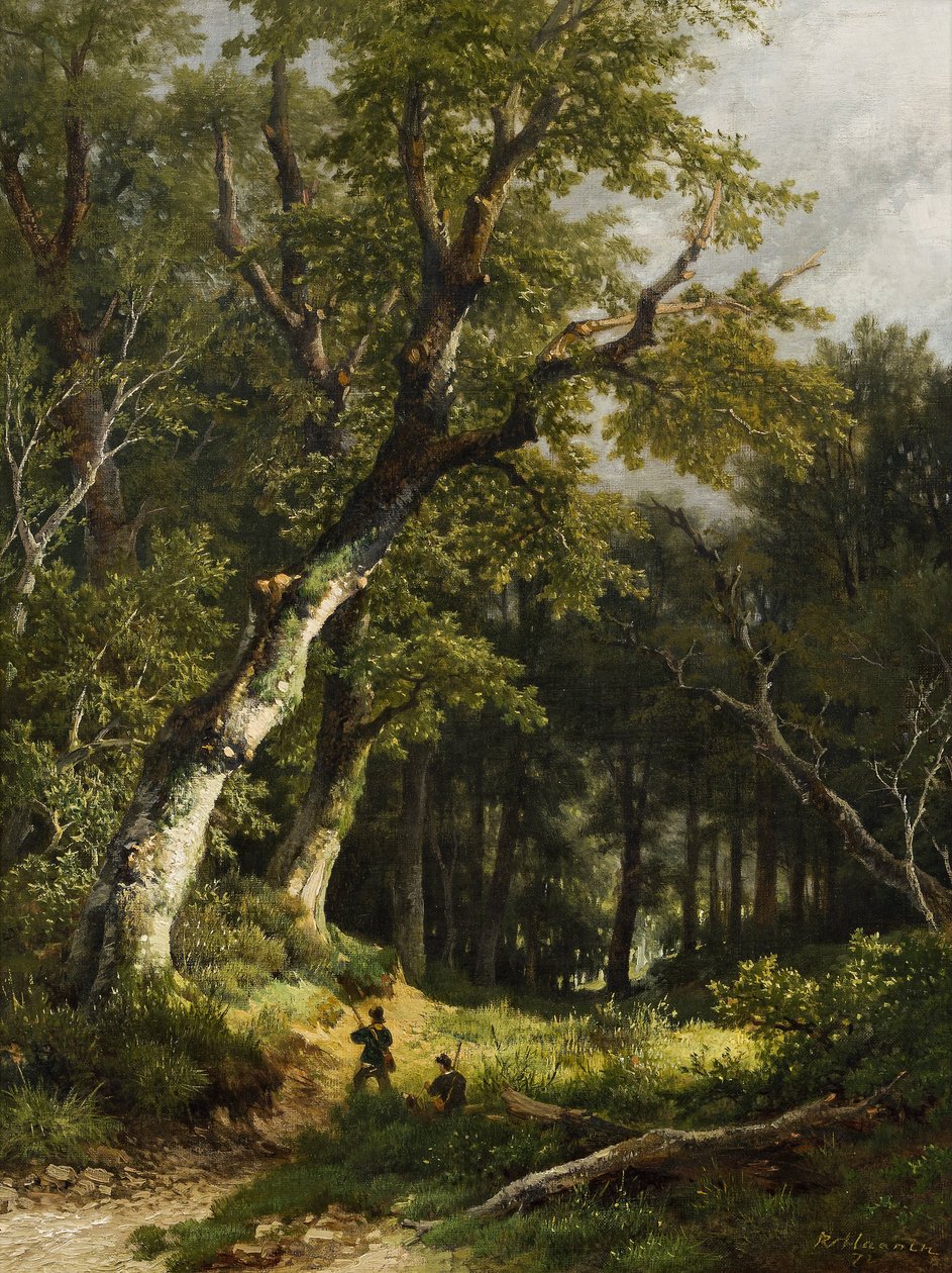 林间风景与两位猎人 作者 雷米纽斯·阿德里安·哈南（Remigius Adrianus Haanen）