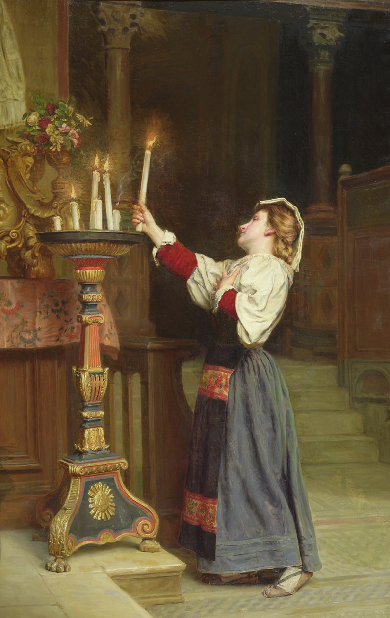 一支蜡烛的女孩，1908年 作者 雷米·科格（Remy Cogghe）