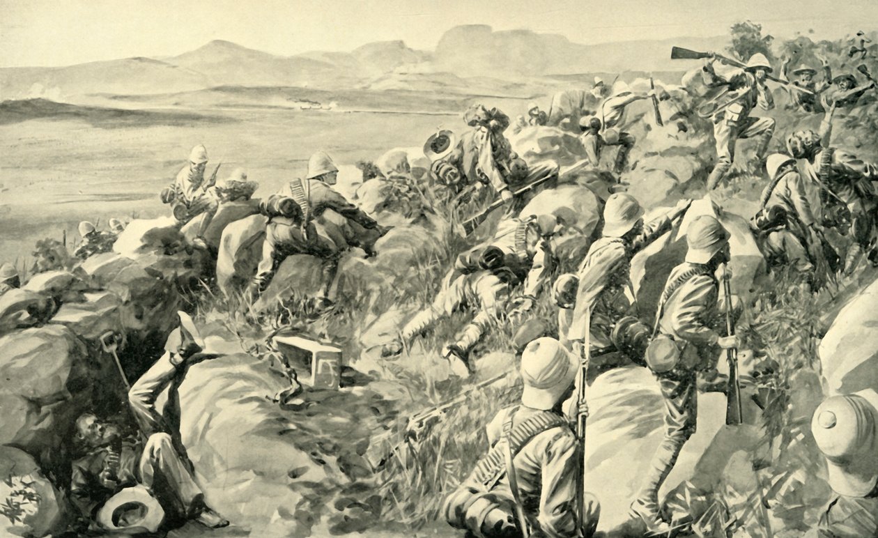 拉迪史密斯的解救--Hlangwane山的最后冲刺》，1900年。 作者 雷内·布尔