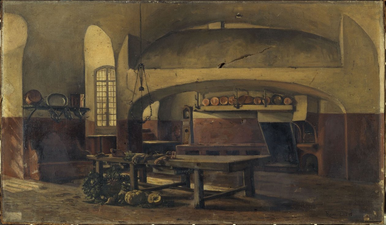 塞纳河畔梅松城堡的厨房，约 1881 -1891 年（油画） 作者 雷内·莫里斯·法斯