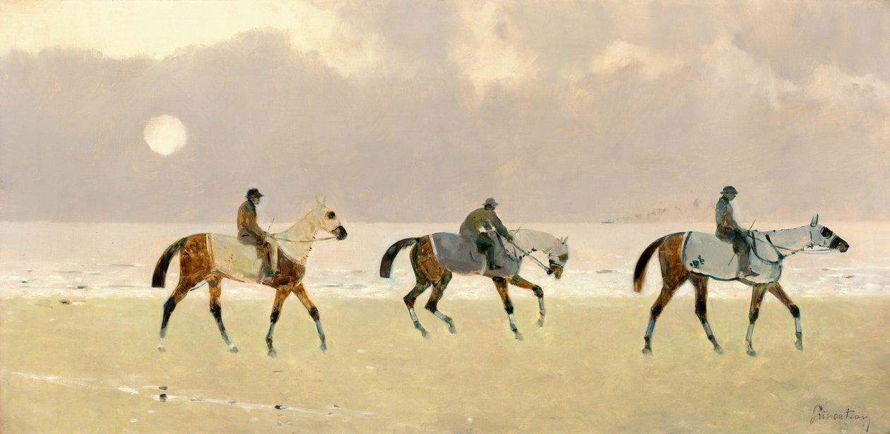 迪耶普海滩上的骑手，1892年。 作者 勒内·皮埃尔·查尔斯·普林斯托