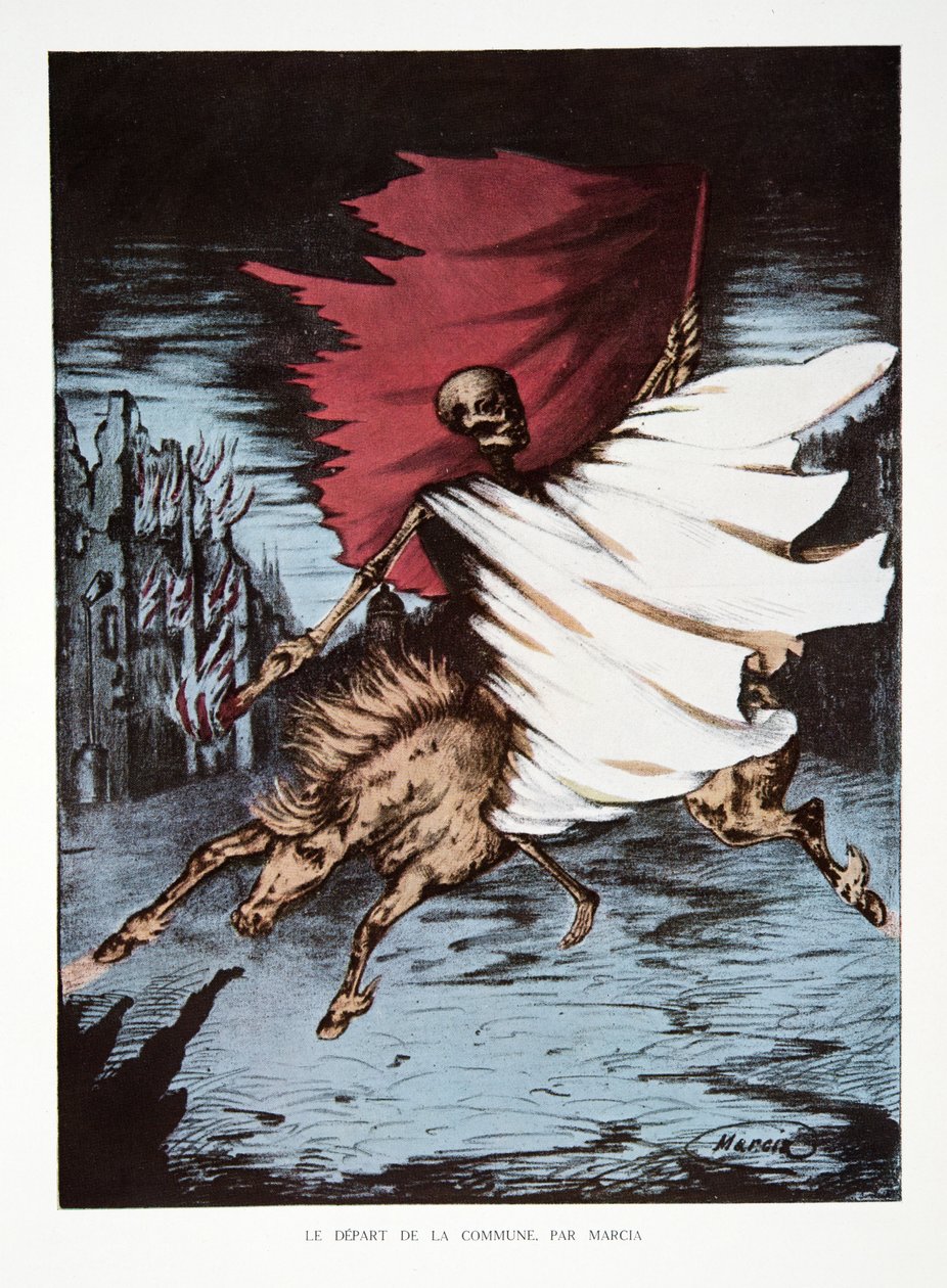 Le Départ de la Commune，摘自《三国共和国史》第一卷《政治史》，1933年出版（彩色平印）。 作者 雷诺埃德