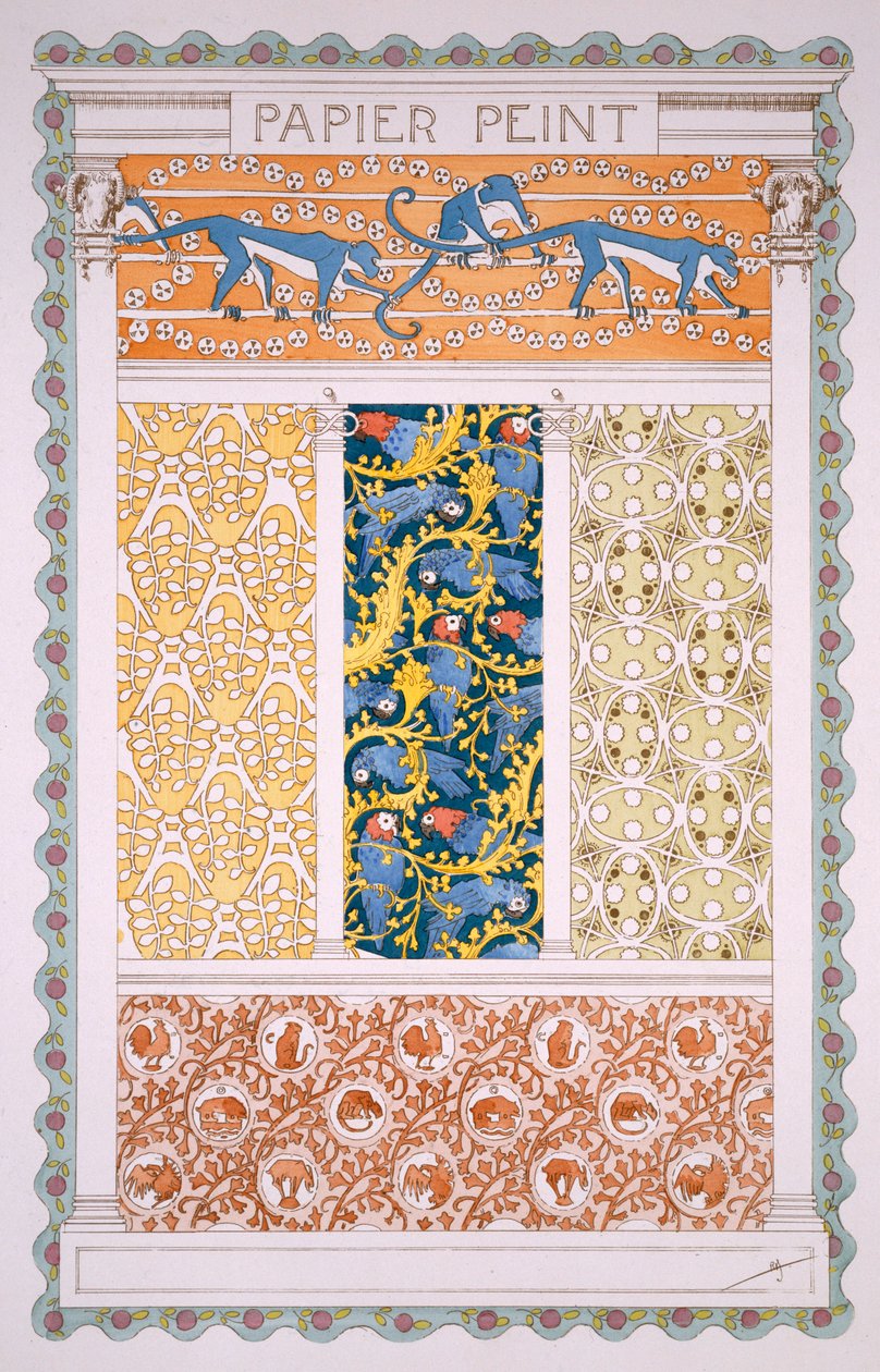 壁纸和装饰品的设计，来自Rene Binet的Esquisses Decoratives，由巴黎Librairie Centrale des Beauz-Arts出版，c.1895 作者 雷内·比内