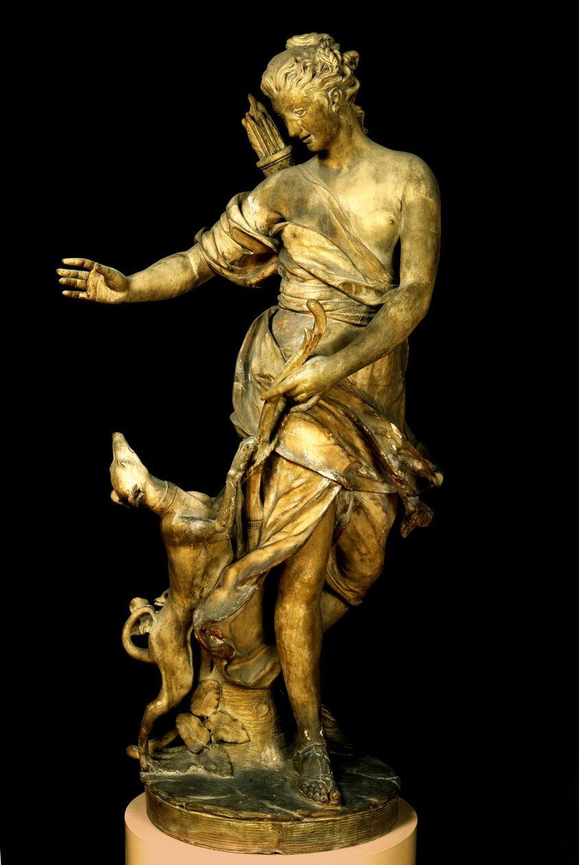 戴安娜和她的狗，1717年（大理石） 作者 雷内·弗雷明（Rene Fremin）