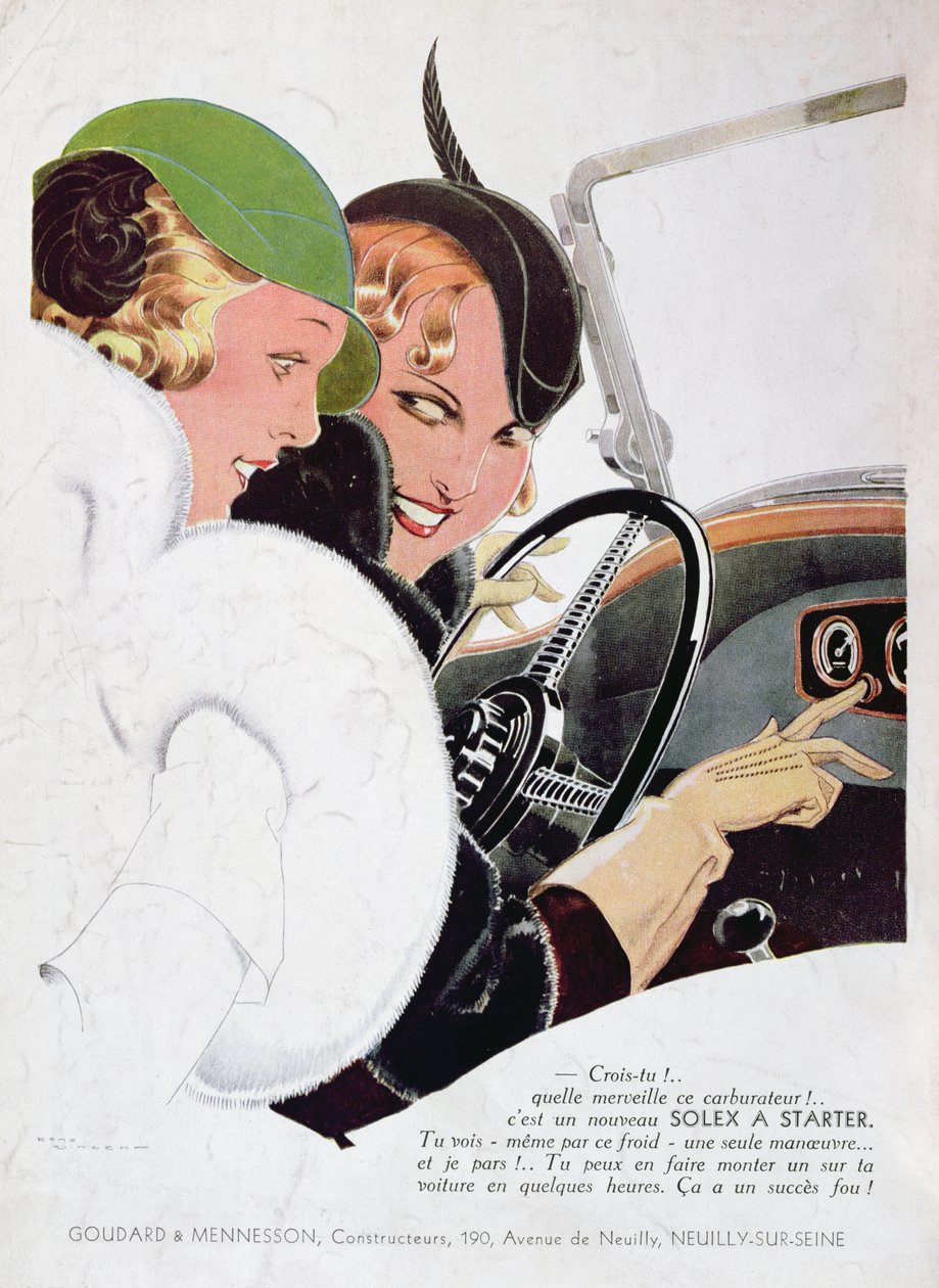 Solex化油器的广告，来自&39;Vogue&39;杂志，1932年1月 作者 雷内·文森特