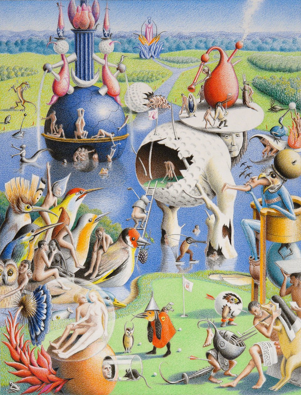 BOSCH-Golf, 2016, Colour pencil drawing on paper   1479049   zh       chinese Successfully Translated  Original: Le bonheur du jour. A woman wearing a floral dress. Translat: Le bonheur du jour. A woman wearing a floral dress. 1408208 zh chinese Successful 作者 勒内·博安