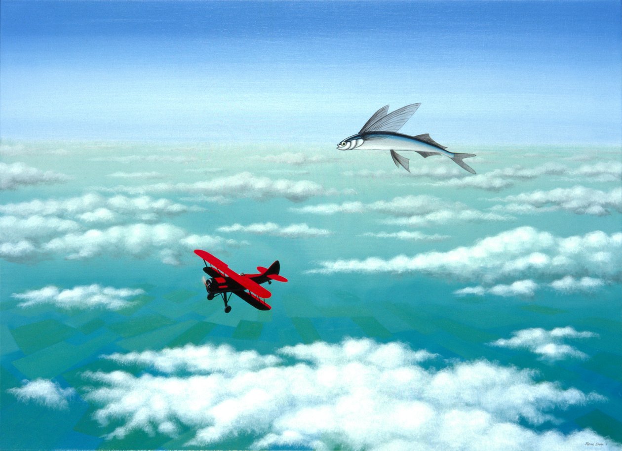 飞鱼，2001，布面油画 作者 勒内·博安