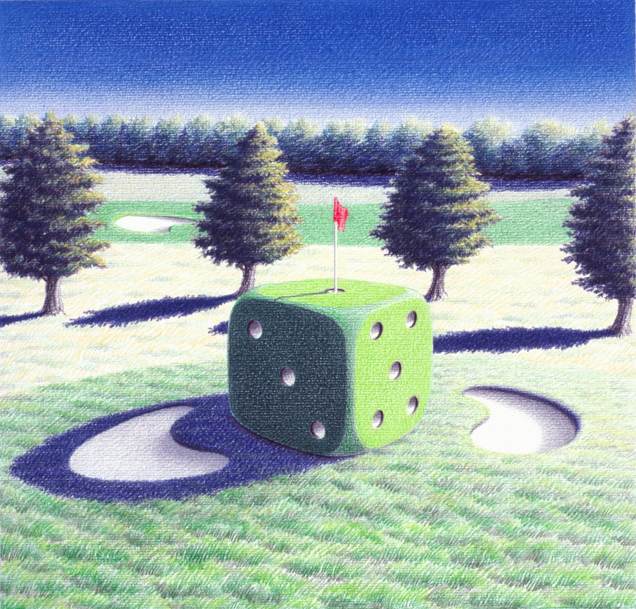 赌博》，2002 年，纸上彩色铅笔画 作者 勒内·博安