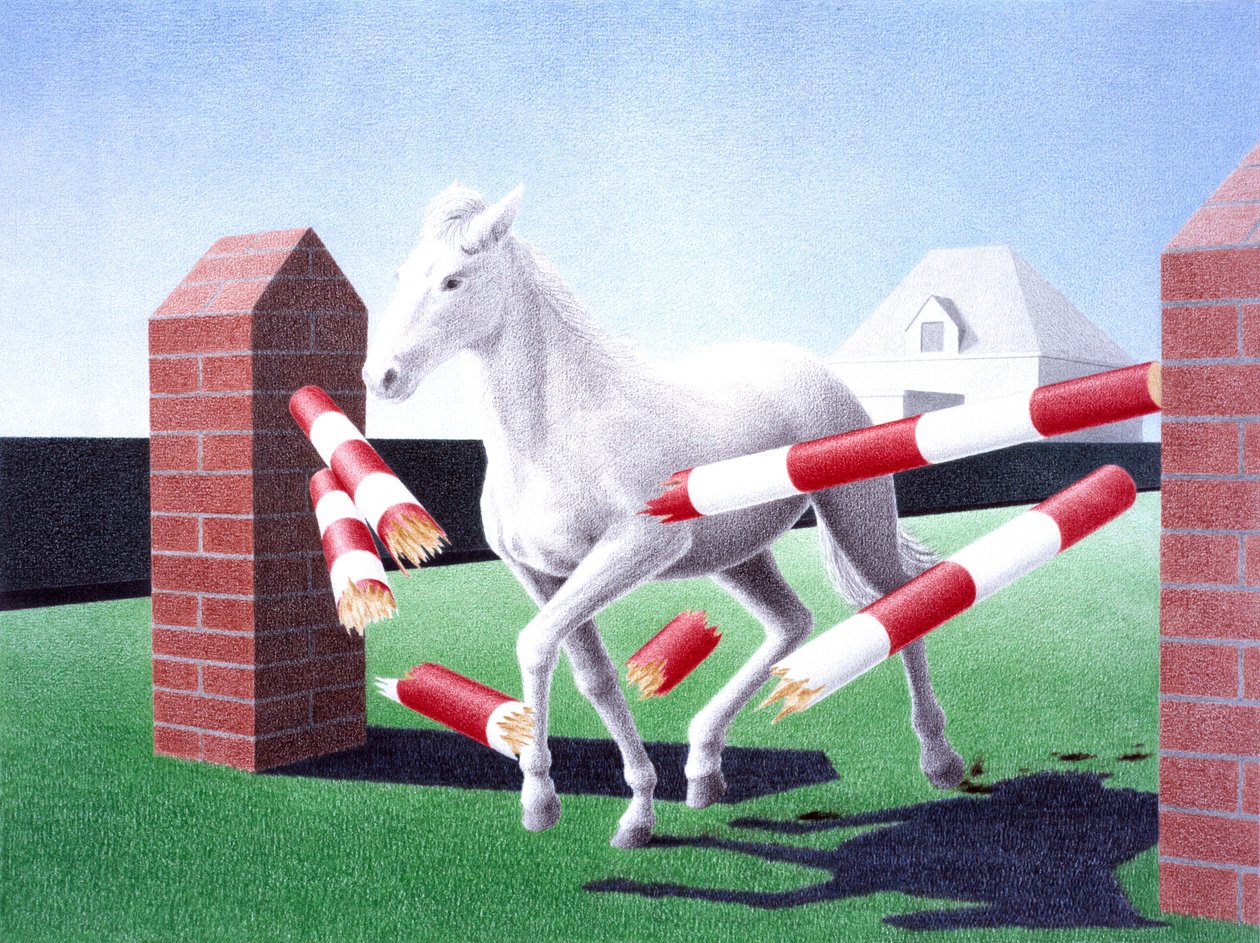 障碍》，2004 年，纸上彩色铅笔画 作者 勒内·博安