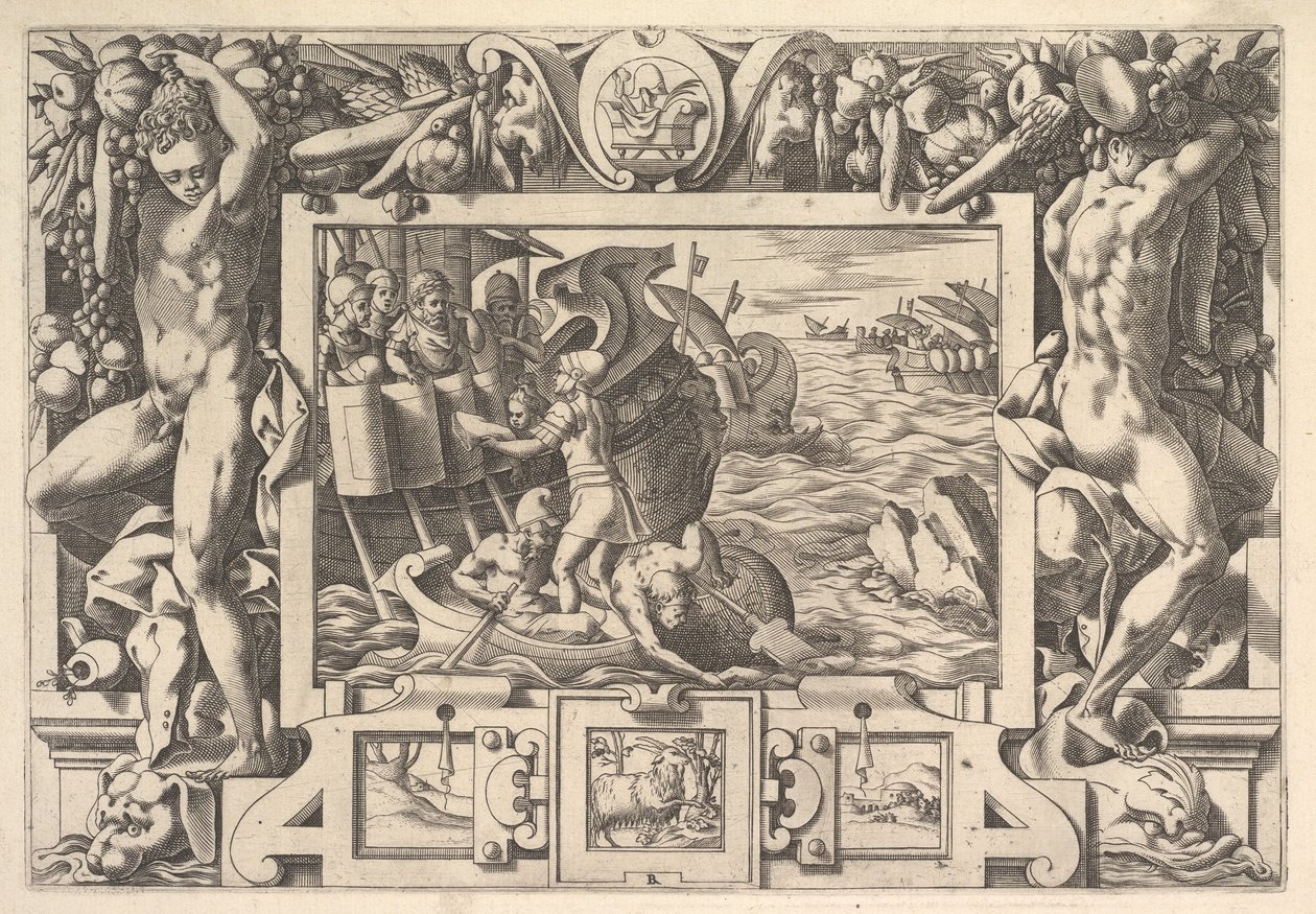 Aeëtes聚集Absyrtes的四肢，虽然使成员们回头客，但希腊人却于1563年做了d...。 作者 雷内·博伊文（Rene Boyvin）