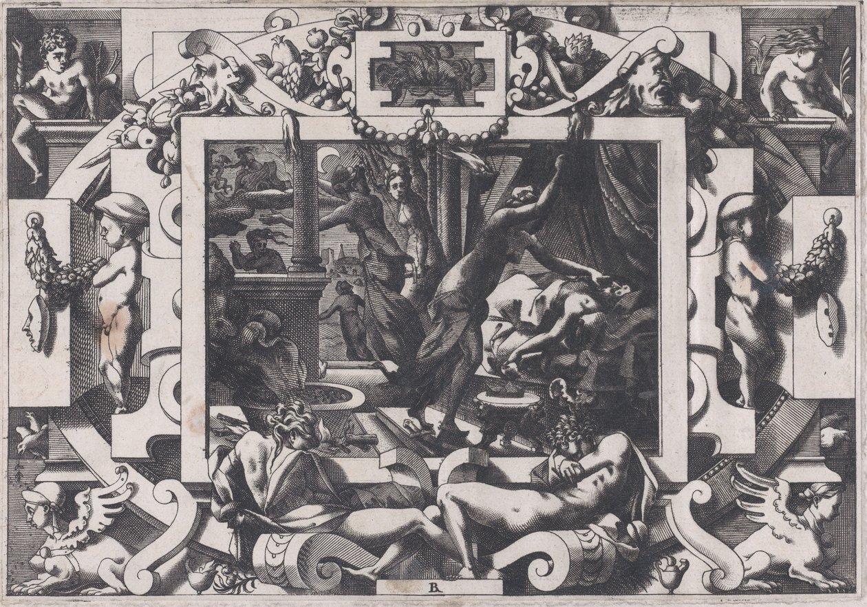 Pelias Killed by his Daughters Dont par pitié elles prennent courage son sang vider par v..., 1563. 作者 雷内·博伊文（Rene Boyvin）