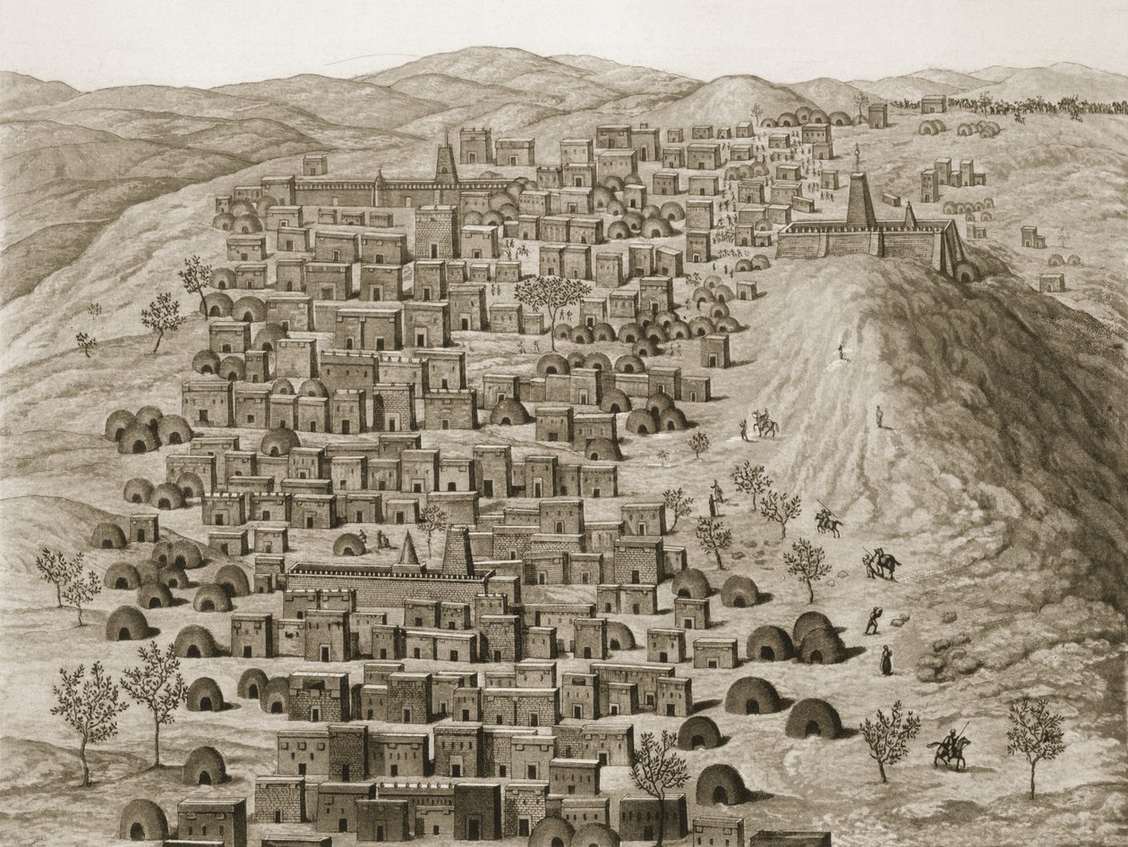从山上的廷巴克图镇的一部分的视图，从日记的插图dun Voyage Tombouctou et a Jenne，1830 作者 雷内·卡利