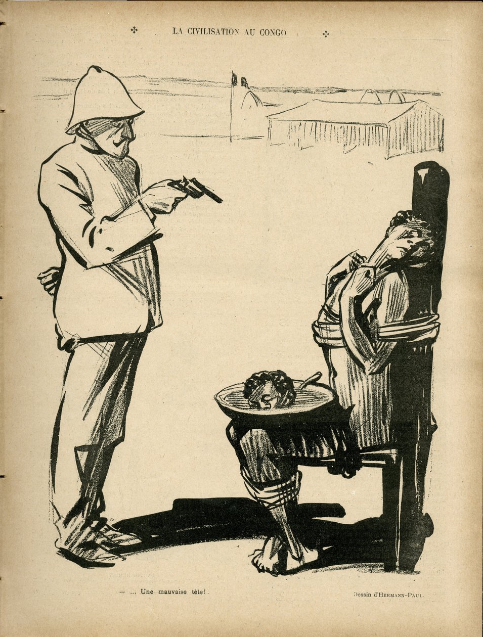 Hermann-Paul（1864-1940）在Le Rire的插图，04/03/05 - La civilisation au congo - 殖民化殖民主义殖民地，刚果，反殖民主义 - 黑色 作者 雷内·乔治·赫尔曼·保罗