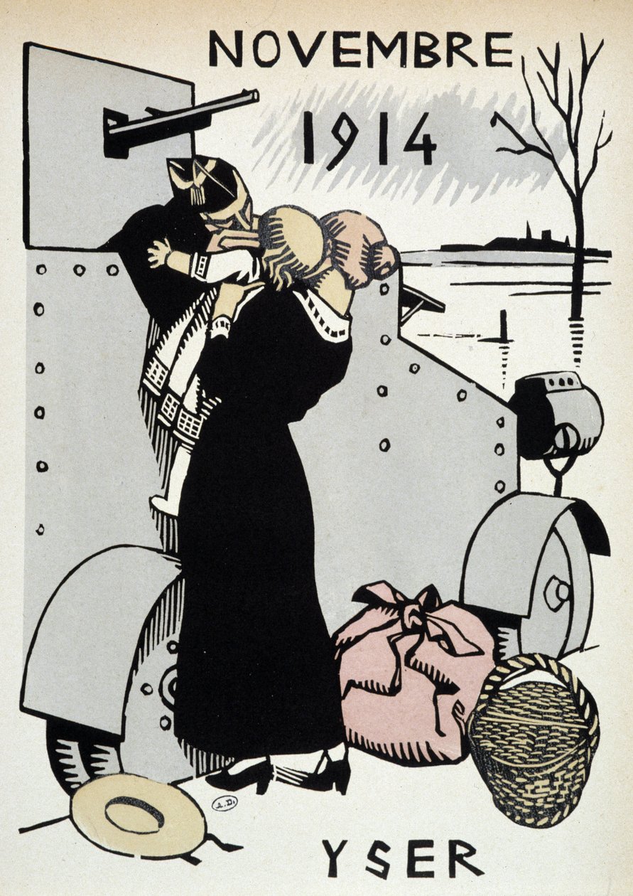 1914 年 11 月：伊瑟，部队的离开 - 在“战争日历”中，由赫尔曼-保罗绘制，编辑。 1916年 作者 雷内·乔治·赫尔曼·保罗