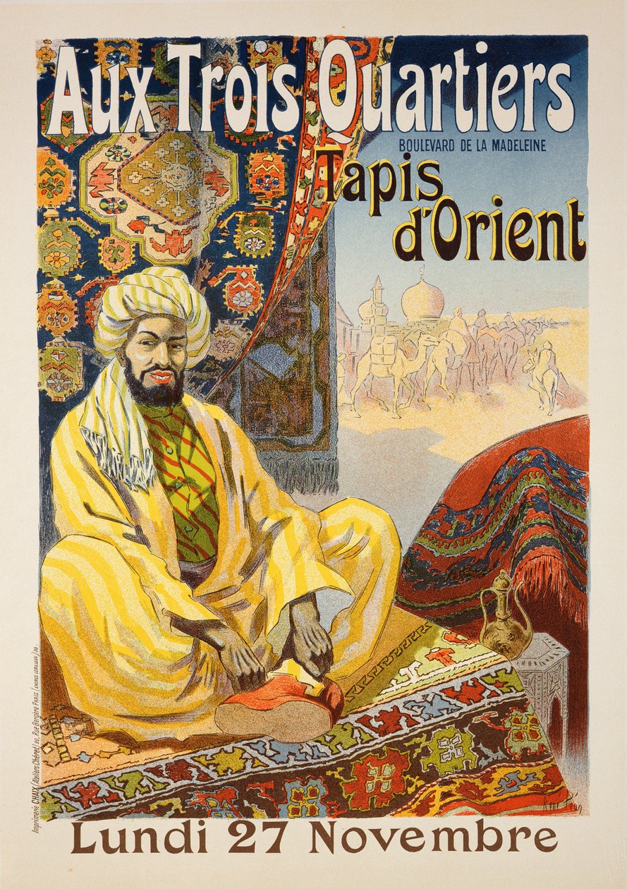 复制海报广告&39;东方地毯&39;，展出于&39;Aux Trois Quartiers&39;，1899年 作者 潘ne