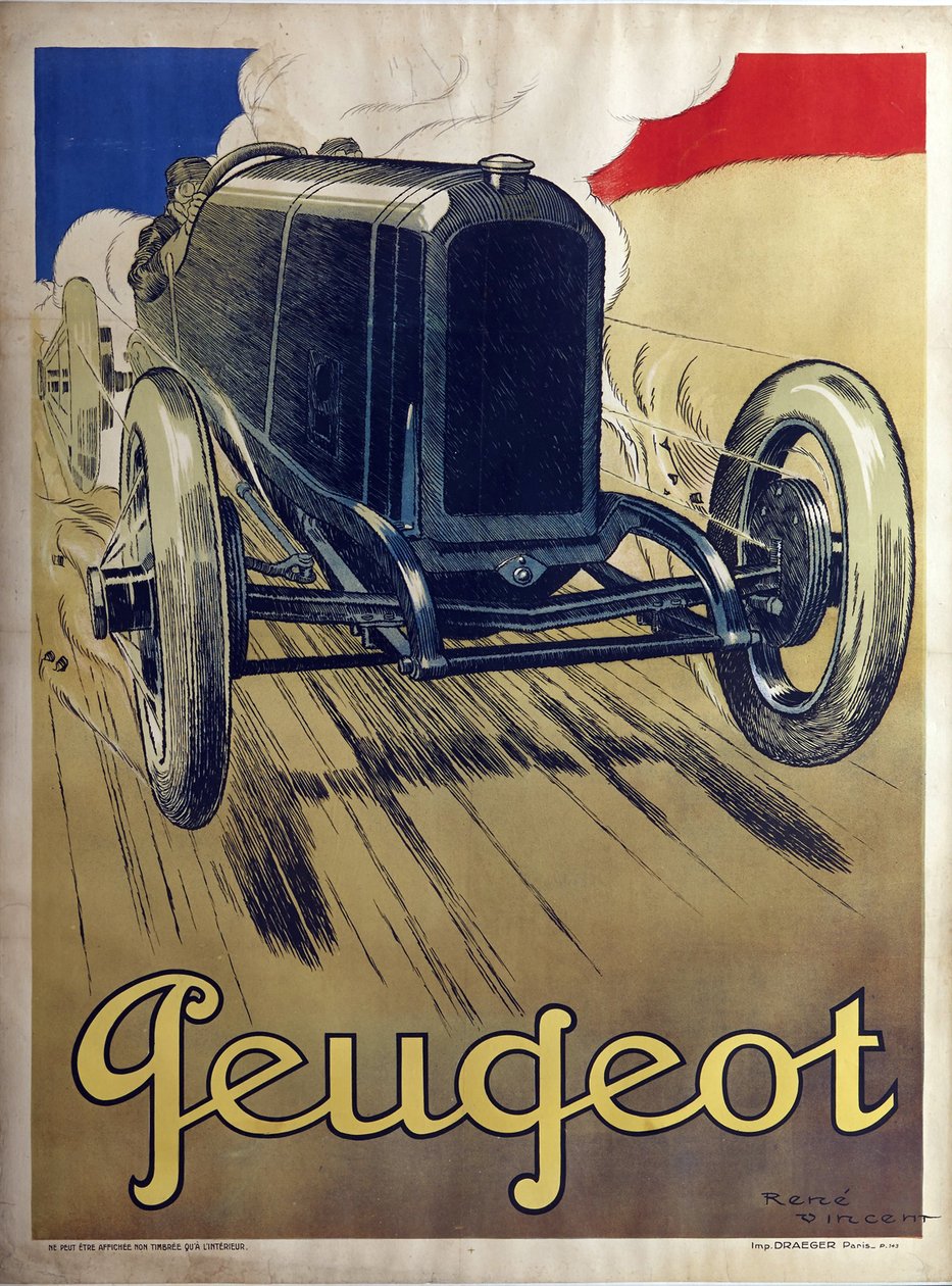 Peugeot - Vincent, Rene (1879-1936) - 1912 - 彩色石版画 - 160x120 - 私人收藏 作者 雷内·文森特