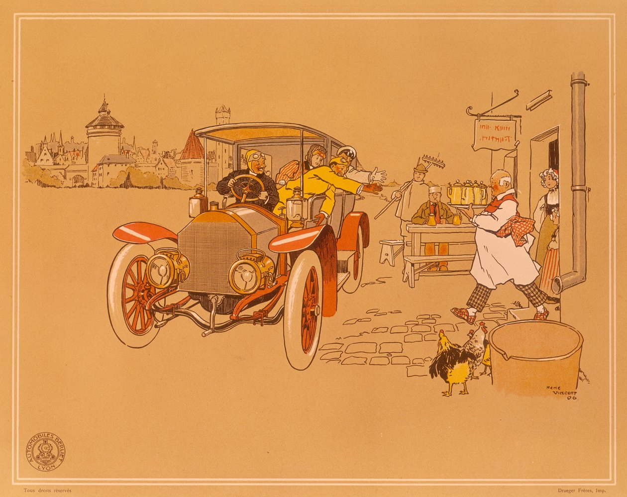 贝利特汽车的广告海报，1906年 作者 雷内·文森特