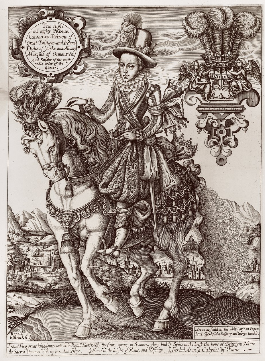 查理一世作为马背上的威尔士王子，来自“国王的书”，1618年 作者 雷诺·埃尔斯track