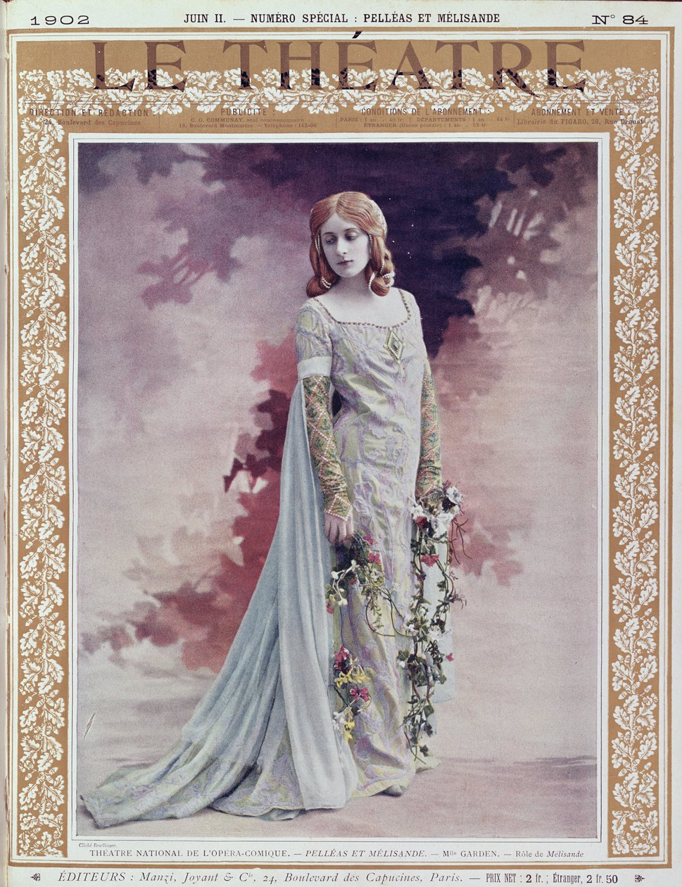 玛丽花园作为Melisande，1902年“Le Theatre”杂志的封面 作者 罗伊特林根工作室
