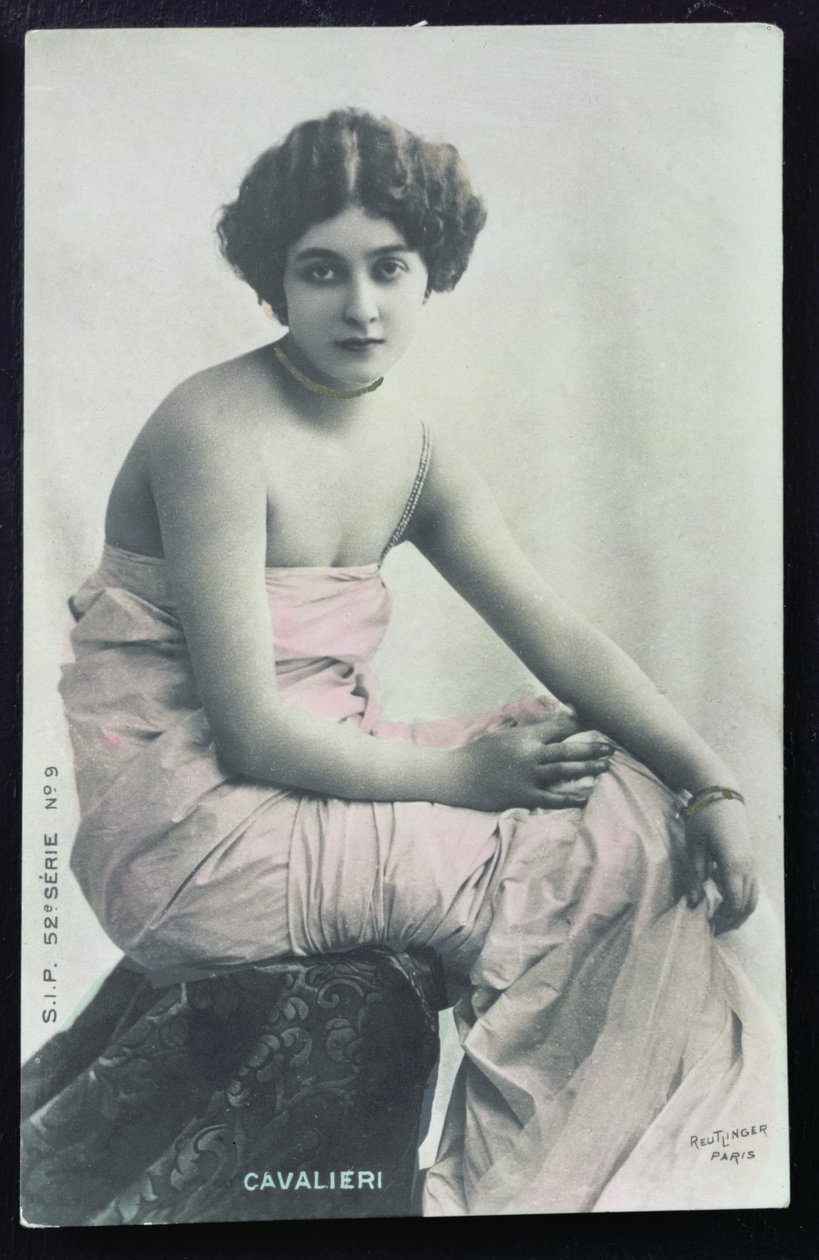 明信片描绘舞者和歌手Lina Cavalieri（b.1874）（彩色照片） 作者 罗伊特林根工作室