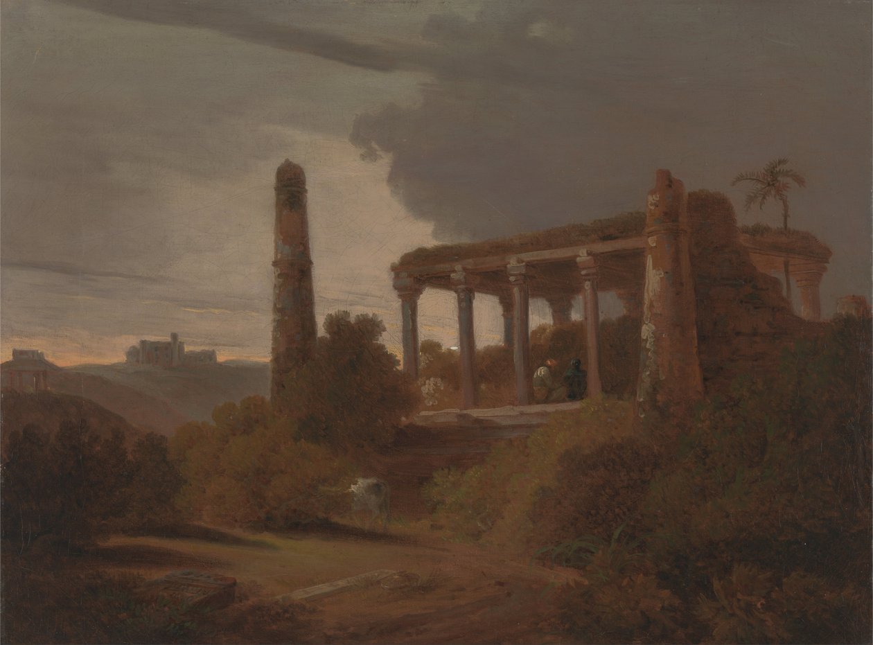 与寺庙废墟的印地安风景 作者 爱德华·托马斯·丹尼尔（Edward Thomas Daniell）