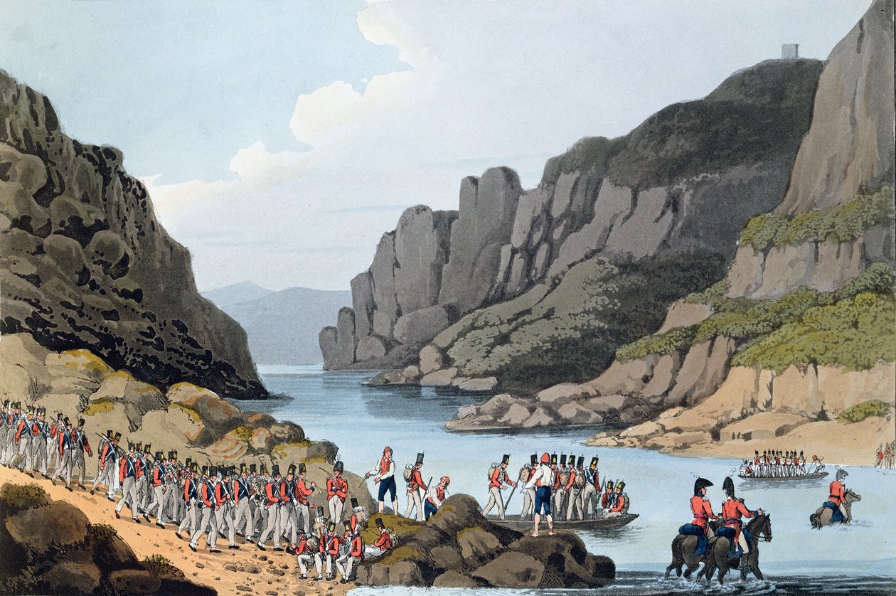查看位于葡萄牙Villa Velha附近的Tagus，由L. Clark雕刻，1809年 作者 威廉·布拉德福德牧师