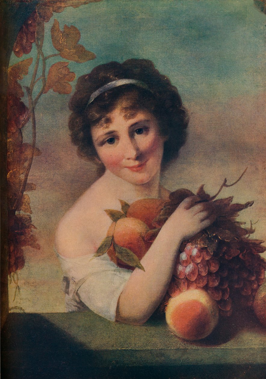有水果的女孩，c1780，1910 作者 马修·威廉·彼得斯牧师