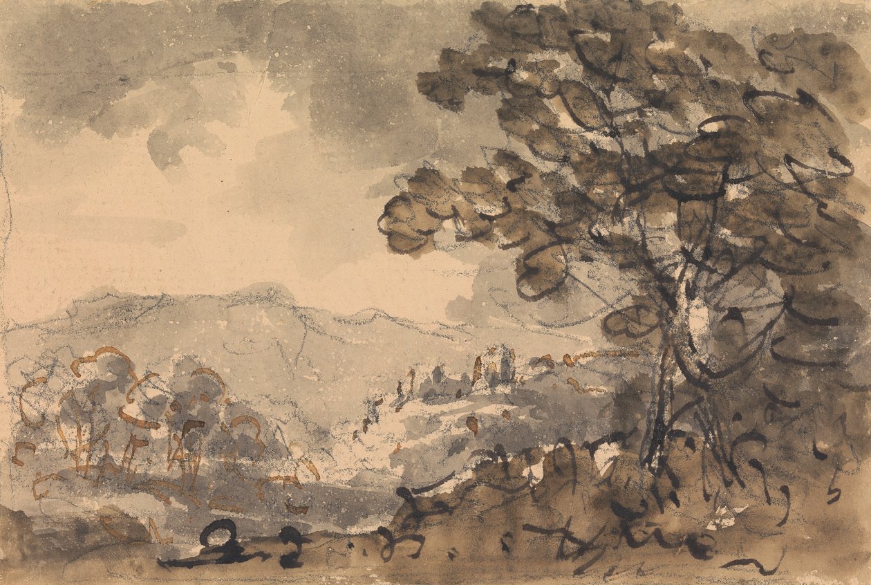 风景与远处的城堡 作者 威廉·吉尔平牧师