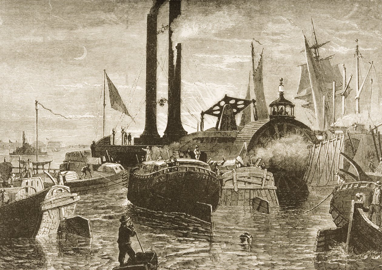 1870年代在纽约港口的一个粮食船队，1880年 作者 塞缪尔·曼宁牧师