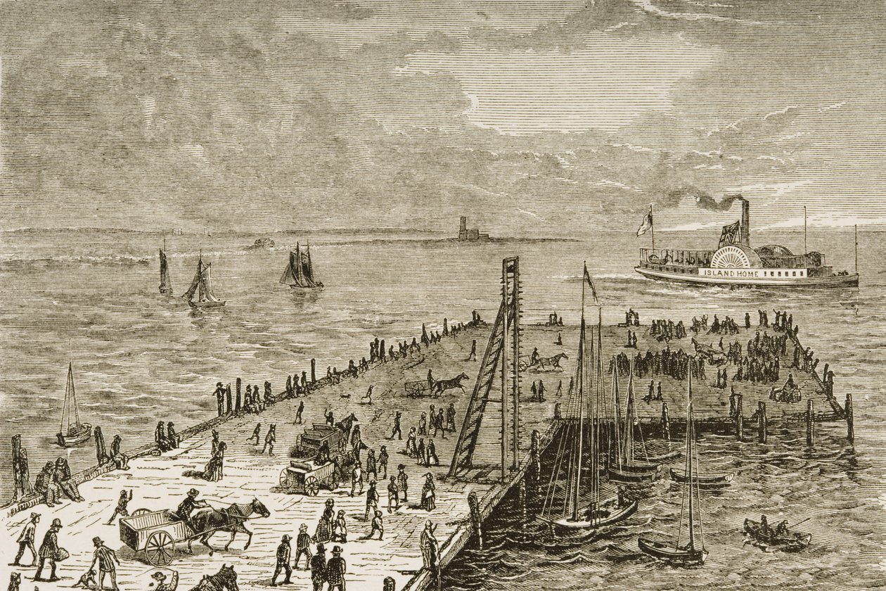 1870年代马萨诸塞州楠塔基特岛的码头，1880年 作者 塞缪尔·曼宁牧师