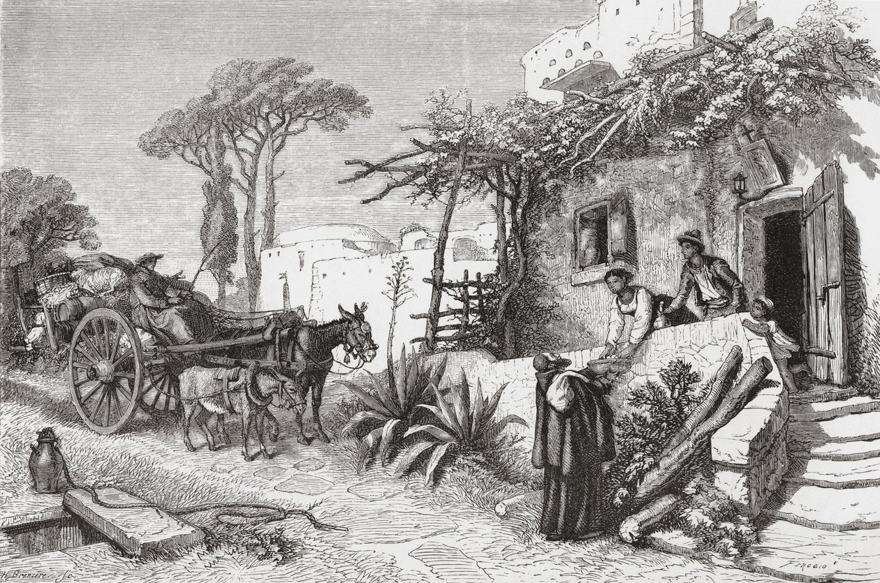 19 世纪末，意大利那不勒斯附近的修道士。选自塞缪尔-曼宁（Samuel Manning）牧师的《意大利图片》，约 1890 年出版。 作者 塞缪尔·曼宁牧师