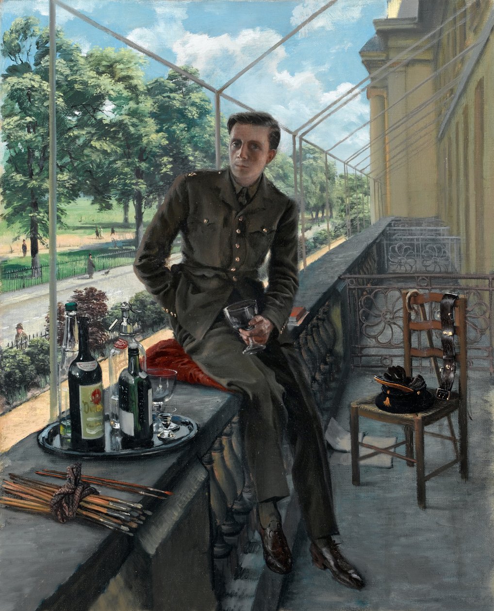 雷克斯·惠斯勒 (Rex Whistler) 身着威尔士卫队制服的自画像，1940 年 5 月（布面油画） 作者 雷克斯·惠斯勒
