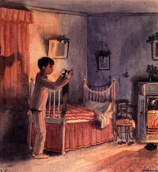 圣诞袜》，约1921年（水彩）。 作者 雷克斯·惠斯勒