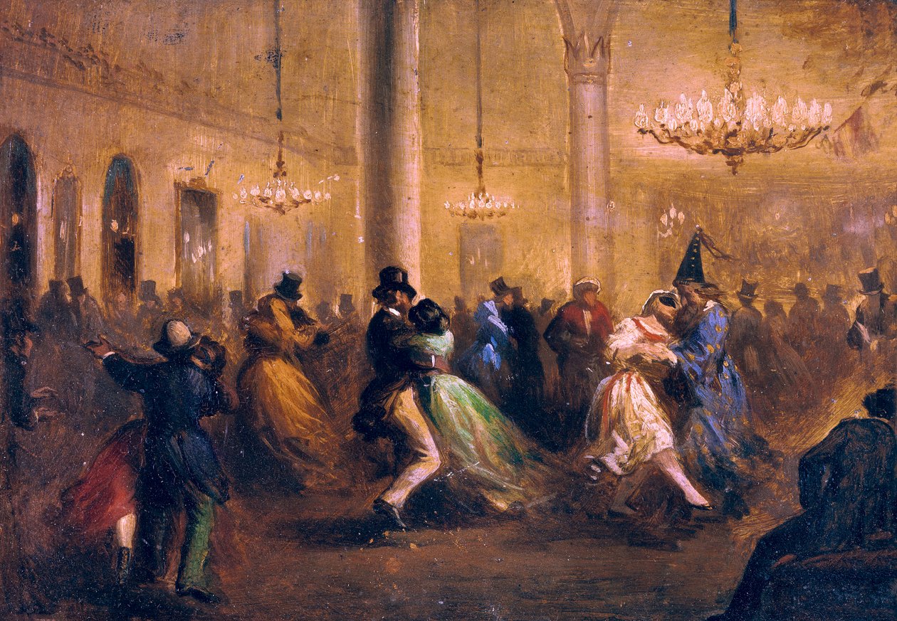 Baile de Capellanes，c。 1860-1865（马口铁上的油） 作者 里卡多·巴拉卡·坎塞科