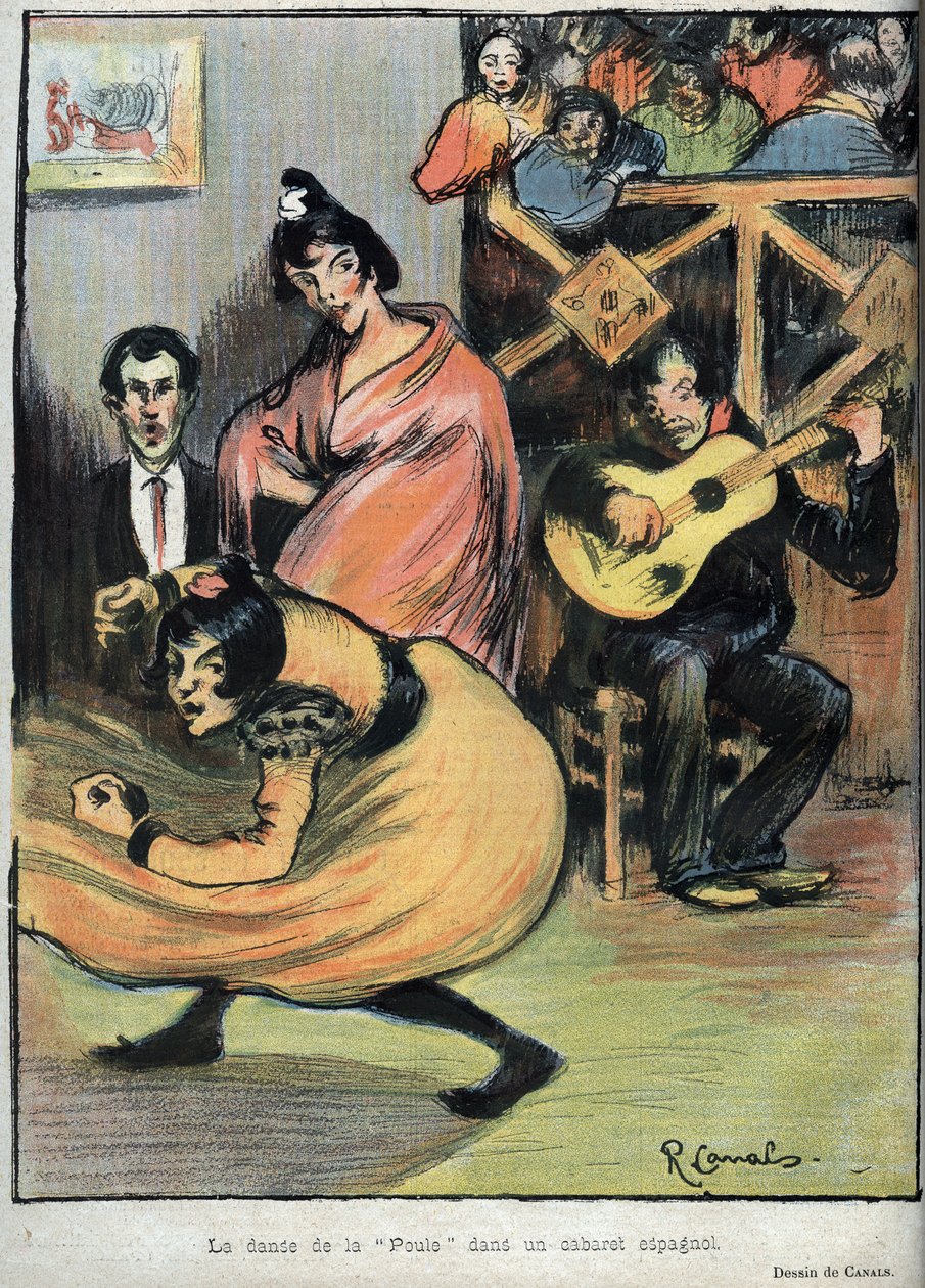 西班牙歌舞厅中的母鸡舞--R. Canals在《1898年的故事》中的画作 作者 里卡多运河与兰比