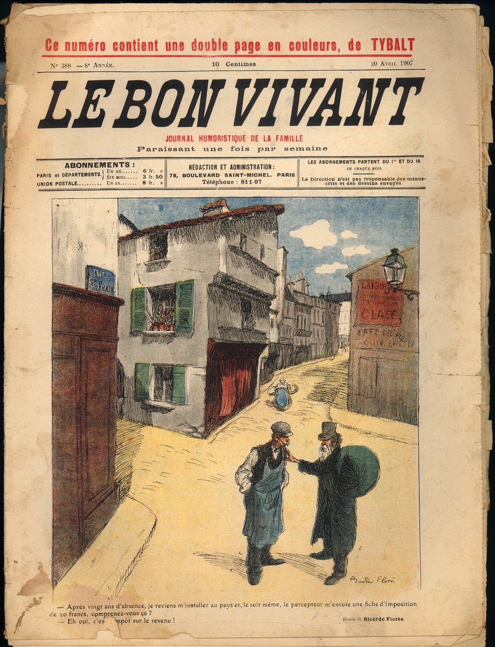 Front cover of the journal "Le Bon Vivant", N° 388, 20 April 1907 (papier imprimé) 作者 里卡多·弗洛雷斯（Ricardo Flores）